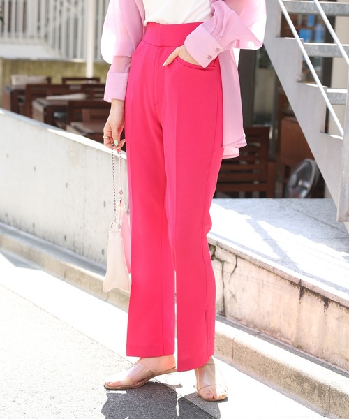 one after another NICE CLAUP（ワンアフターアナザーナイスクラップ）の「加工いらずののびーるカラーパンツ（スラックス・レディース・モカ/スモークピンク/グレイッシュベージュ/フューシャピンク・SMALL/MEDIUM）」の15枚目の写真