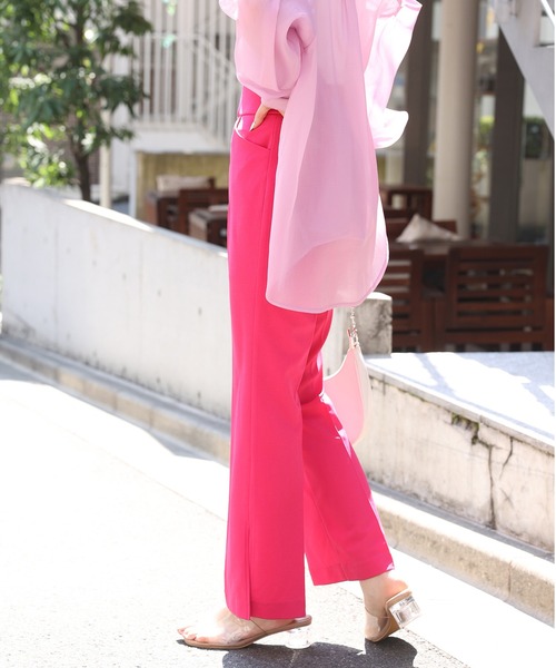 one after another NICE CLAUP（ワンアフターアナザーナイスクラップ）の「加工いらずののびーるカラーパンツ（スラックス・レディース・モカ/スモークピンク/グレイッシュベージュ/フューシャピンク・SMALL/MEDIUM）」の8枚目の写真