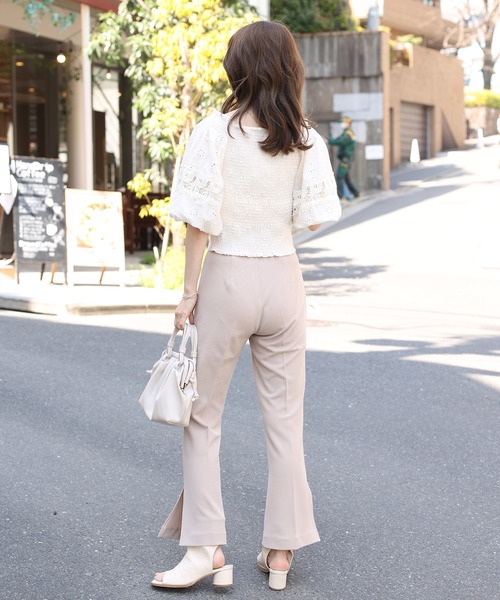 one after another NICE CLAUP（ワンアフターアナザーナイスクラップ）の「加工いらずののびーるカラーパンツ（スラックス・レディース・モカ/スモークピンク/グレイッシュベージュ/フューシャピンク・SMALL/MEDIUM）」の19枚目の写真