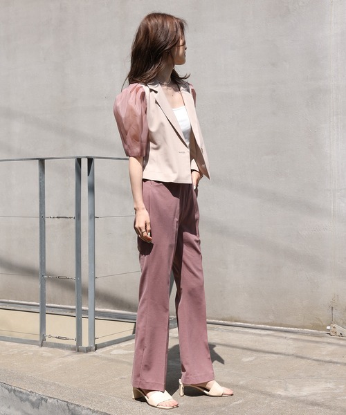 one after another NICE CLAUP（ワンアフターアナザーナイスクラップ）の「加工いらずののびーるカラーパンツ（スラックス・レディース・モカ/スモークピンク/グレイッシュベージュ/フューシャピンク・SMALL/MEDIUM）」の12枚目の写真