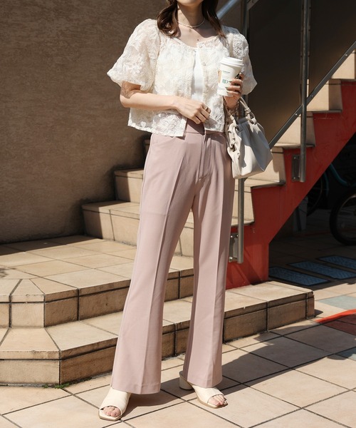 one after another NICE CLAUP（ワンアフターアナザーナイスクラップ）の「加工いらずののびーるカラーパンツ（スラックス・レディース・モカ/スモークピンク/グレイッシュベージュ/フューシャピンク・SMALL/MEDIUM）」の7枚目の写真