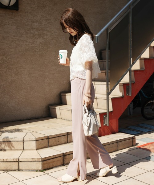 one after another NICE CLAUP（ワンアフターアナザーナイスクラップ）の「加工いらずののびーるカラーパンツ（スラックス・レディース・モカ/スモークピンク/グレイッシュベージュ/フューシャピンク・SMALL/MEDIUM）」の11枚目の写真