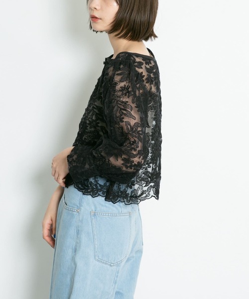 KBF（ケイビーエフ）の「オーガンジーフラワークロップドブラウス（シャツ/ブラウス・レディース・ホワイト系その他/ブラック系その他/グレー系その他・ONE）」の10枚目の写真