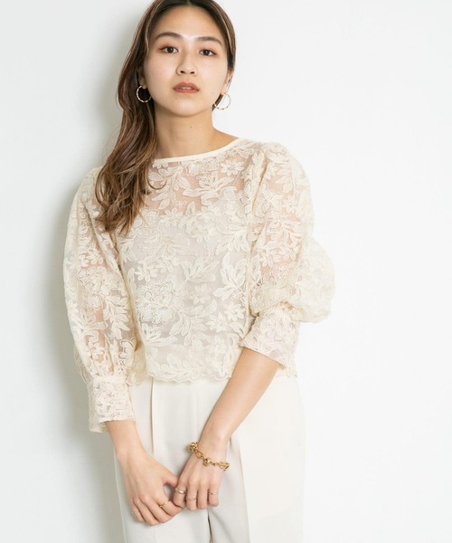 KBF（ケイビーエフ）の「オーガンジーフラワークロップドブラウス（シャツ/ブラウス・レディース・ホワイト系その他/ブラック系その他/グレー系その他・ONE）」の11枚目の写真