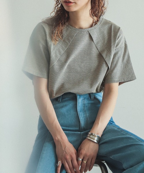 FIL DE FER(フィルデフェール)の「OLDストライプ 半袖カットソー(Tシャツ/カットソー・レディース・ブラック/レッド・FREE)」の2枚目の写真