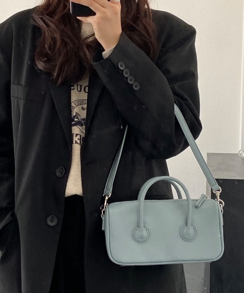 by muni:r（バイ ムニール）の「パステルレザースクエアクロスバッグ（ショルダーバッグ・レディース・ブラック/ブルー/グリーン/アイボリー・ONE SIZE）」の16枚目の写真