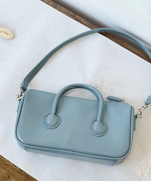 by muni:r（バイ ムニール）の「パステルレザースクエアクロスバッグ（ショルダーバッグ・レディース・ブラック/ブルー/グリーン/アイボリー・ONE SIZE）」の20枚目の写真