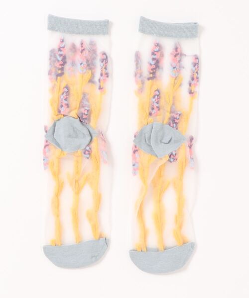 Fun & Daily(ファンアンドデイリー)の「F&D : フラワーデザインシースルーソックス(ソックス/靴下・レディース・ホワイト/ブラック/グリーン/ネイビー/ピンク・FREE)」の6枚目の写真