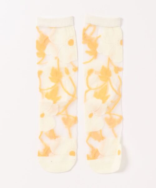 Fun & Daily(ファンアンドデイリー)の「F&D : フラワーデザインシースルーソックス(ソックス/靴下・レディース・ホワイト/ブラック/グリーン/ネイビー/ピンク・FREE)」の8枚目の写真