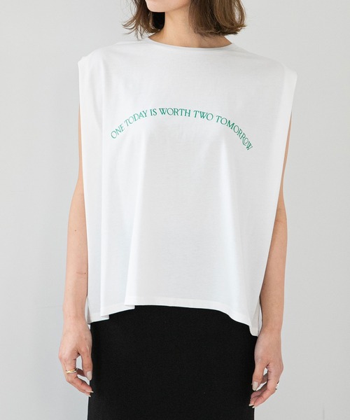 rectangle(レクタングル)の「アーチロゴタックスリーブTee(Tシャツ/カットソー・レディース・ピンク/スミクロ/オフホワイト・FREE)」の5枚目の写真