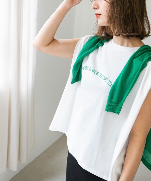 rectangle(レクタングル)の「アーチロゴタックスリーブTee(Tシャツ/カットソー・レディース・ピンク/スミクロ/オフホワイト・FREE)」の4枚目の写真