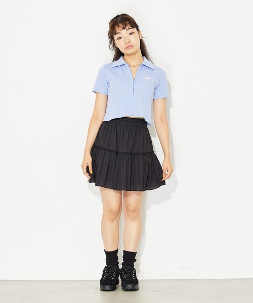 X-girl(エックスガール)の「TIERED SKIRT/ミニ ティアードスカート(スカート・レディース・ブラック/ベージュ・S/M)」の22枚目の写真