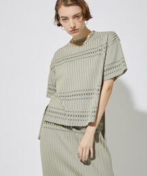 カラーラインリラックスニットトップス