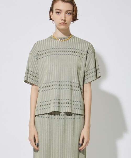 CITY TOKYO（シティトウキョウ）の「カラーラインリラックスニットトップス（ニット/セーター・レディース・ベージュ/ネイビー/グリーン・FREE）」の12枚目の写真