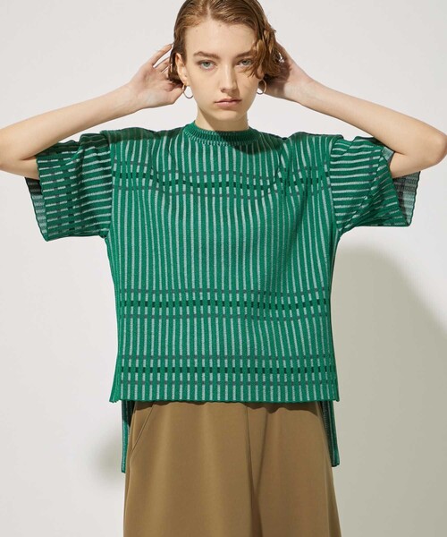 CITY TOKYO（シティトウキョウ）の「カラーラインリラックスニットトップス（ニット/セーター・レディース・ベージュ/ネイビー/グリーン・FREE）」の18枚目の写真