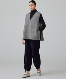 美品◆トゥモローランド ウールシルクブロックトゥース 4-way ジレ ベスト TOMORROWLAND collection（トゥモローランドコレクション）の
