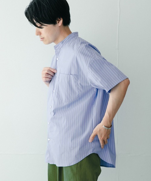 ITEMS URBANRESEARCH(アイテムズ アーバンリサーチ)の「バンドカラー ストライプ半袖シャツ(シャツ/ブラウス・メンズ・ライトブルー/ネイビー/ブルー・MEDIUM/LARGE)」の14枚目の写真