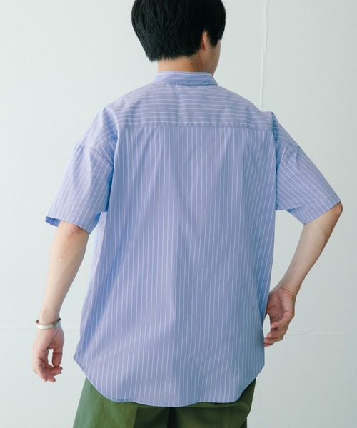 ITEMS URBANRESEARCH(アイテムズ アーバンリサーチ)の「バンドカラー ストライプ半袖シャツ(シャツ/ブラウス・メンズ・ライトブルー/ネイビー/ブルー・MEDIUM/LARGE)」の17枚目の写真
