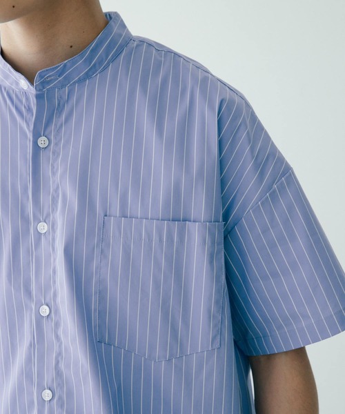 ITEMS URBANRESEARCH(アイテムズ アーバンリサーチ)の「バンドカラー ストライプ半袖シャツ(シャツ/ブラウス・メンズ・ライトブルー/ネイビー/ブルー・MEDIUM/LARGE)」の15枚目の写真
