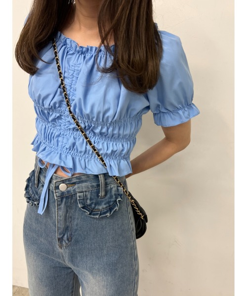 PHILLY（フィリー）の「2WAYドロストブラウス（シャツ/ブラウス・レディース・ホワイト/ブラック/ピンク/ブルー・FREE）」の14枚目の写真