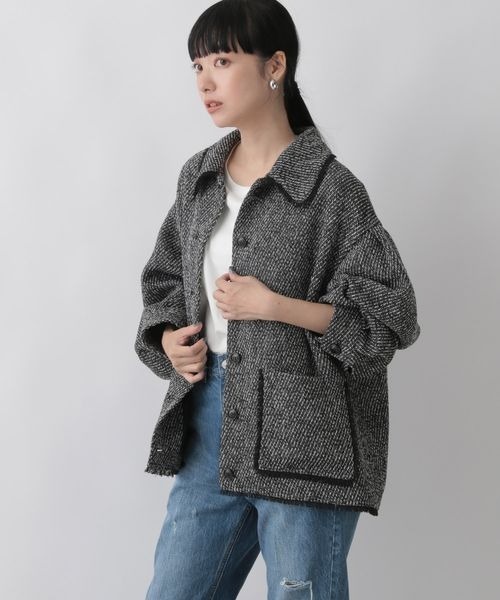 LOWRYS FARM（ローリーズファーム）の「フリンジツィードジャケット　342785（テーラードジャケット・レディース・ブラック/ベージュ・FREE）」の18枚目の写真