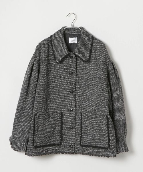 LOWRYS FARM（ローリーズファーム）の「フリンジツィードジャケット　342785（テーラードジャケット・レディース・ブラック/ベージュ・FREE）」の7枚目の写真