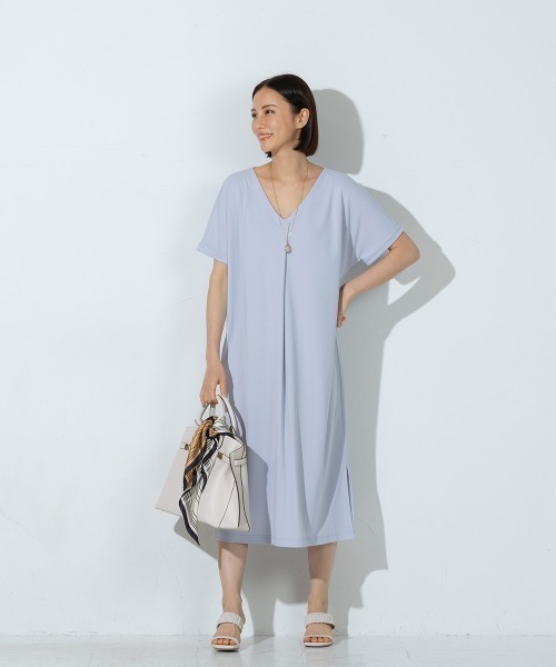 【WEB別注】Vネックカットソーワンピ≪洗濯機で洗える≫