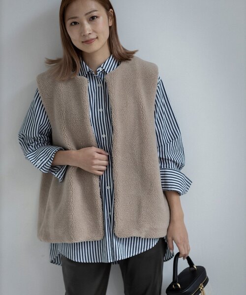 THE SHOP TK （ザ ショップ ティーケー ）の「◆【洗える】ボアベスト（ベスト・レディース・ブラック/ベージュ/ブラウン系・12）」の3枚目の写真