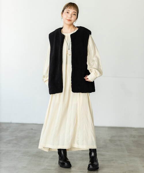 THE SHOP TK （ザ ショップ ティーケー ）の「◆【洗える】ボアベスト（ベスト・レディース・ブラック/ベージュ/ブラウン系・12）」の4枚目の写真