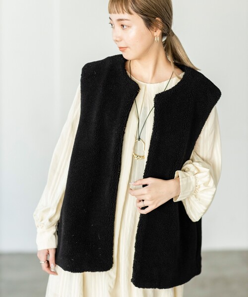 THE SHOP TK （ザ ショップ ティーケー ）の「◆【洗える】ボアベスト（ベスト・レディース・ブラック/ベージュ/ブラウン系・12）」の7枚目の写真