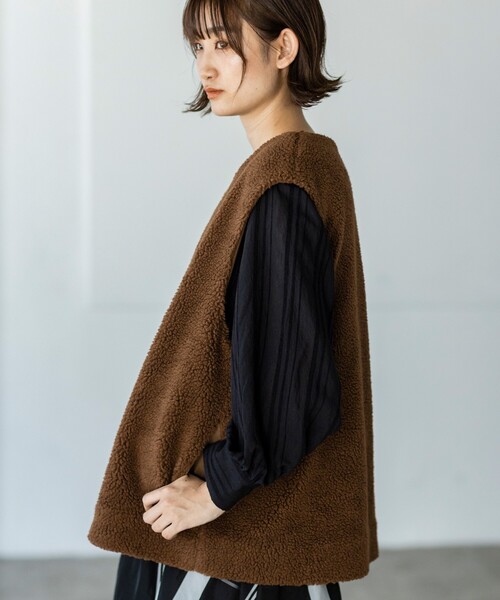 THE SHOP TK （ザ ショップ ティーケー ）の「◆【洗える】ボアベスト（ベスト・レディース・ブラック/ベージュ/ブラウン系・12）」の12枚目の写真