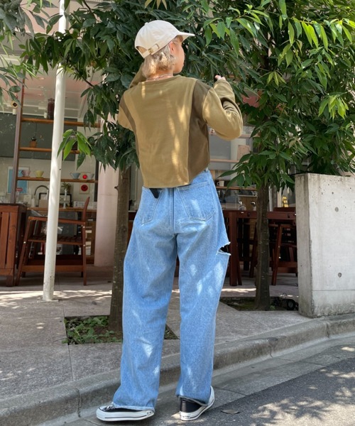 sanself  フリンジデニム seyto（セイト）の「Jacquard fringe wide straight denim