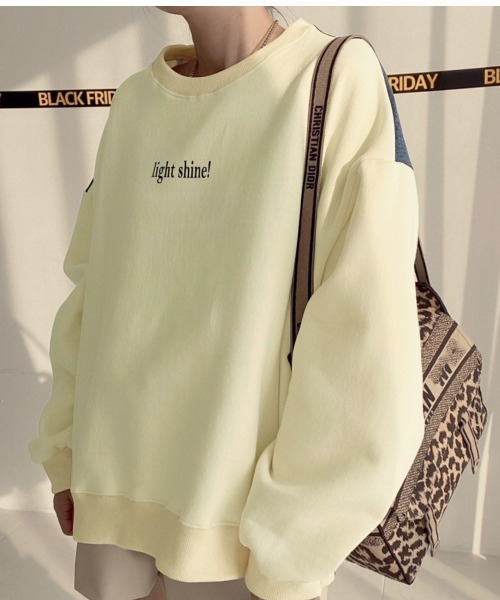 セール】デニム切替オーバーサイズ裏起毛スウェットトレーナー