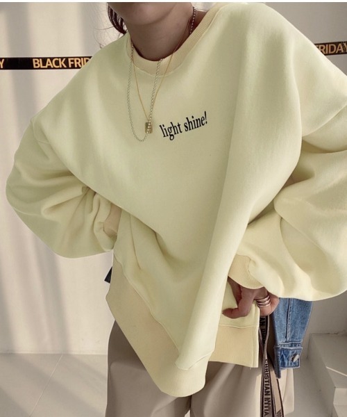 PRIVATE  BEACH（プライベートビーチ）の「デニム切替オーバーサイズ裏起毛スウェットトレーナー（スウェット・レディース・ブラック/ベージュ/グレー・FREE）」の5枚目の写真