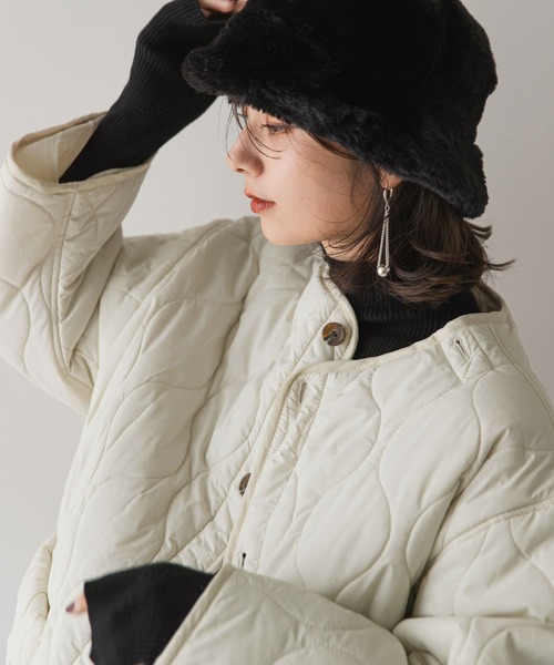 rectangle（レクタングル）の「ボアベスト×キルティングジャケットセット（ダウンジャケット/コート・レディース・アイボリー/ブラック×ホワイト/ブラック×ブラック/グレイッシュベージュ・FREE）」の10枚目の写真