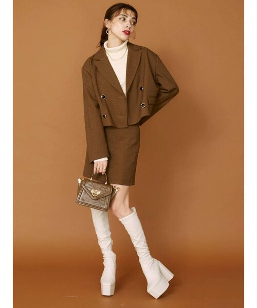 EVRIS（エヴリス）の「ハイウエストミニスカート【セットアップ着用可能】（スカート・レディース・ブラック/ベージュ/ブラウン・SMALL/MEDIUM）」の9枚目の写真