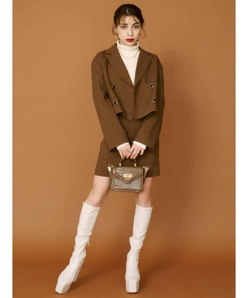 EVRIS（エヴリス）の「ハイウエストミニスカート【セットアップ着用可能】（スカート・レディース・ブラック/ベージュ/ブラウン・SMALL/MEDIUM）」の19枚目の写真