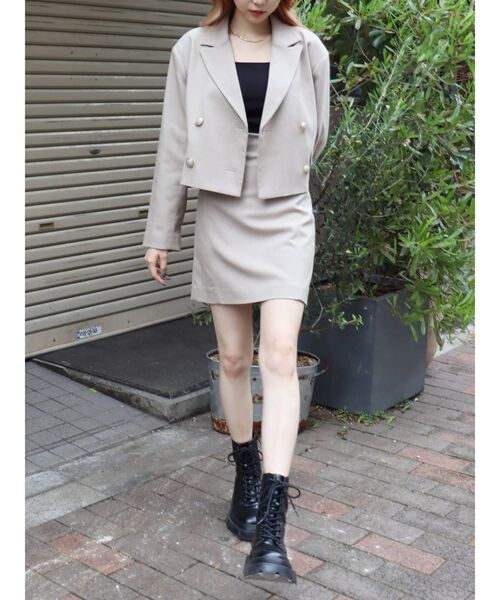 EVRIS（エヴリス）の「ハイウエストミニスカート【セットアップ着用可能】（スカート・レディース・ブラック/ベージュ/ブラウン・SMALL/MEDIUM）」の5枚目の写真