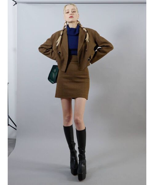 EVRIS（エヴリス）の「ハイウエストミニスカート【セットアップ着用可能】（スカート・レディース・ブラック/ベージュ/ブラウン・SMALL/MEDIUM）」の12枚目の写真