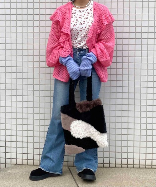 Casselini（キャセリーニ）の「Casselini(キャセリーニ)フェイクファートート（トートバッグ・レディース・ブラック/アイボリー/ボルドー・FREE）」の22枚目の写真