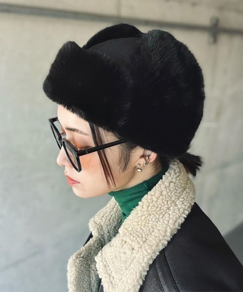 polcadot（ポルカドット）の「ナイロン フライトキャップ（キャップ・レディース・カーキ/ベージュ/ブラック・FREE）」の2枚目の写真