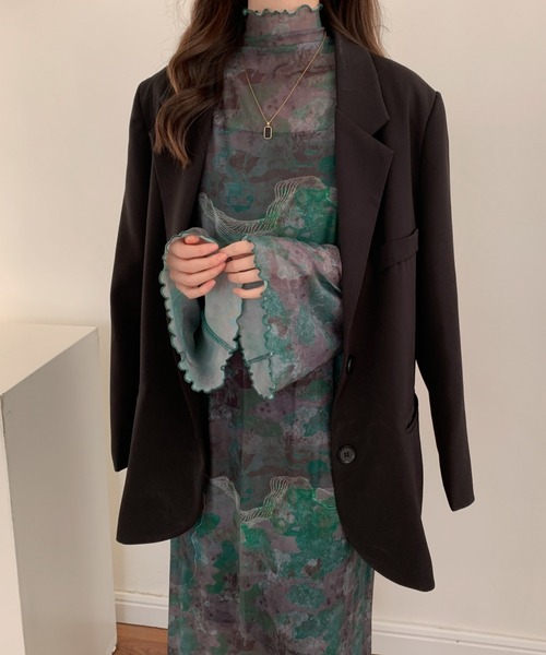 ABITOKYO（アビトーキョー）の「インナーキャミ付きメロウシーズルメッシュシアーロングワンピース（ワンピース・レディース・ブラック/グリーン/ブラウン/ブルー系その他/ブラック系その他/ブラウン系その他/グリーン系その他・M/L）」の11枚目の写真