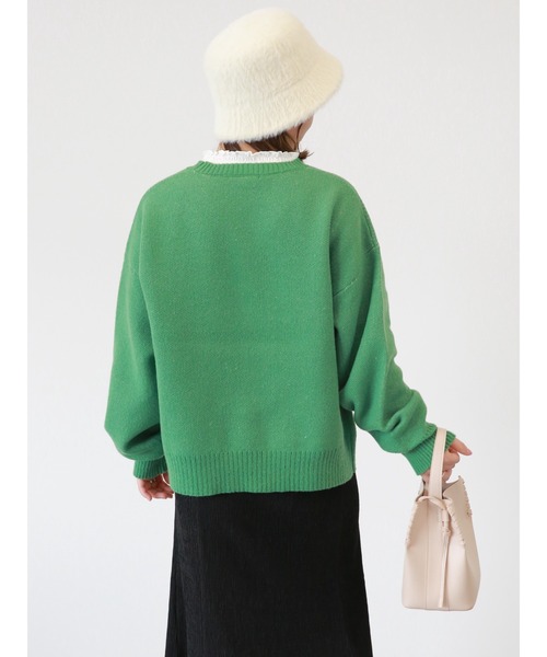 ehka sopo（エヘカソポ）の「カレッジロゴプルオーバー（ニット/セーター・レディース・ベージュ/ブラック/グリーン/キナリ・ﾌﾘ-）」の19枚目の写真