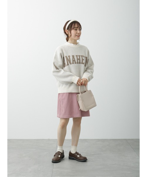 ehka sopo（エヘカソポ）の「カレッジロゴプルオーバー（ニット/セーター・レディース・ベージュ/ブラック/グリーン/キナリ・ﾌﾘ-）」の15枚目の写真