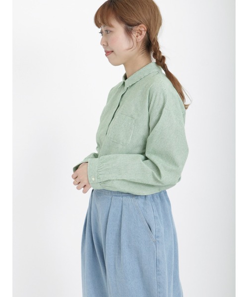 Samansa Mos2（サマンサ モスモス）の「柄アソート比翼シャツ（シャツ/ブラウス・レディース・ブルー/ブラック/オフホワイト/グリーン・ﾌﾘ-）」の3枚目の写真