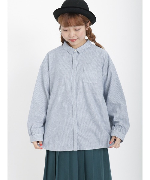 Samansa Mos2（サマンサ モスモス）の「柄アソート比翼シャツ（シャツ/ブラウス・レディース・ブルー/ブラック/オフホワイト/グリーン・ﾌﾘ-）」の13枚目の写真