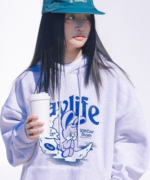 DAYLIFE(デイライフ)の「DAYLIFE/DAINYフーディー(裏起毛) 2180839(パーカー・レディース・ブルー/グレー/ネイビー・FREE)」の9枚目の写真