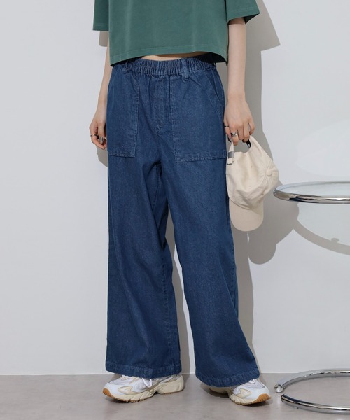atONE（アットワン）の「atONE デニムワイドパンツ（デニムパンツ・レディース・ネイビー/ダークネイビー/ブルー・M/4L/3L/LL/L）」の18枚目の写真