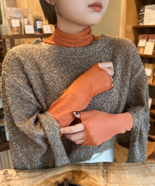 Ambre Ciel（アンブルシエル）の「シアーメローハイネックトップス／【WEB/EC限定商品】（Tシャツ/カットソー・レディース・オレンジ/ライトグリーン/ダークブラウン/ブラック/アイボリー・FREE）」の5枚目の写真