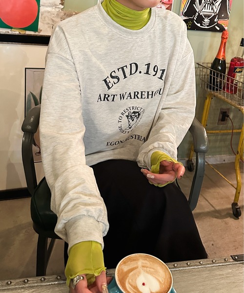 Ambre Ciel（アンブルシエル）の「シアーメローハイネックトップス／【WEB/EC限定商品】（Tシャツ/カットソー・レディース・オレンジ/ライトグリーン/ダークブラウン/ブラック/アイボリー・FREE）」の4枚目の写真